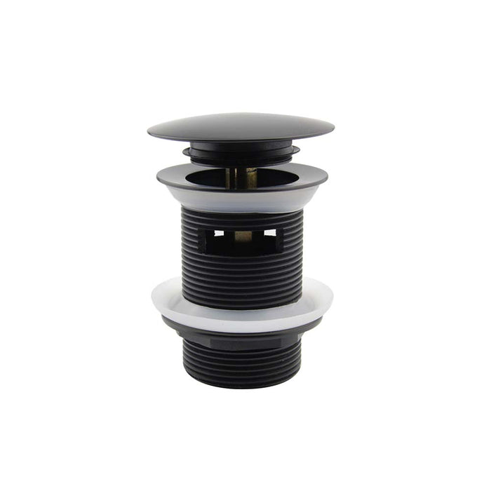 Mixx Plug & Waste Dome Pop Up 40mm Overflow - Matt Black-Blue Leaf Bathware &amp; Tiles