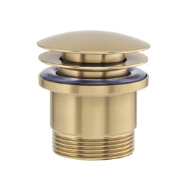 Mixx Plug & Waste Universal Dome Pop Up Waste - Brushed Gold-Blue Leaf Bathware &amp; Tiles