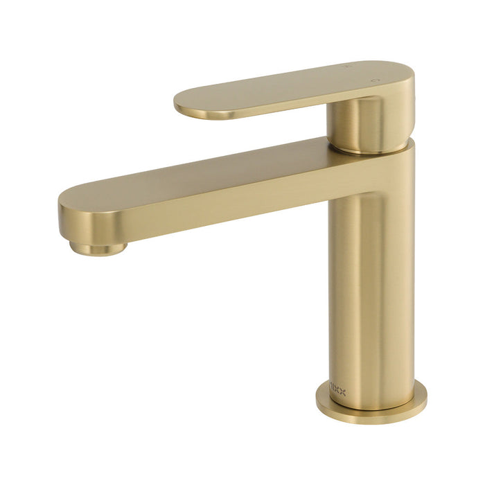 Mixx Saffron Basin Mixer - Brushed Gold-Blue Leaf Bathware &amp; Tiles