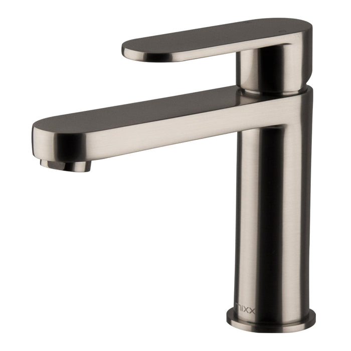 Mixx Saffron Basin Mixer - Brushed Nickel-Blue Leaf Bathware &amp; Tiles