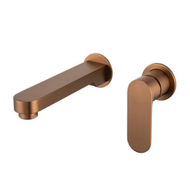 Mixx Saffron Dual Wall Plate Mixer Trim Kit - Brushed Bronze-Blue Leaf Bathware &amp; Tiles