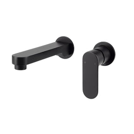 Mixx Saffron Dual Wall Plate Mixer Trim Kit - Matt Black-Blue Leaf Bathware &amp; Tiles