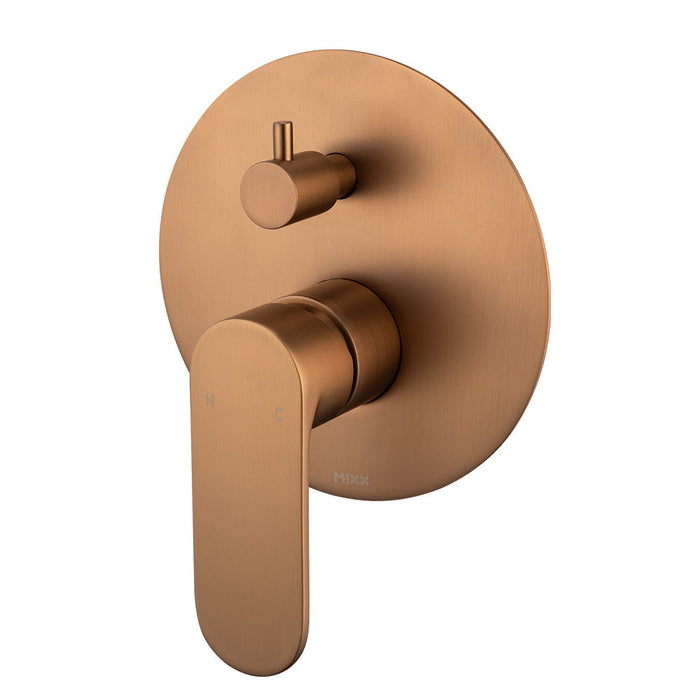 Mixx Saffron Shower Diverter Mixer - Brushed Bronze-Blue Leaf Bathware &amp; Tiles