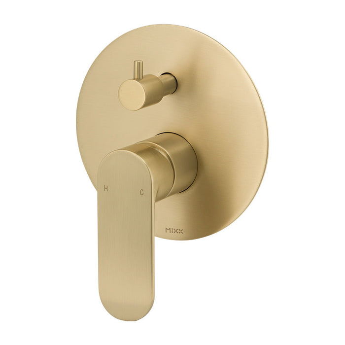 Mixx Saffron Shower Diverter Mixer - Brushed Gold-Blue Leaf Bathware &amp; Tiles