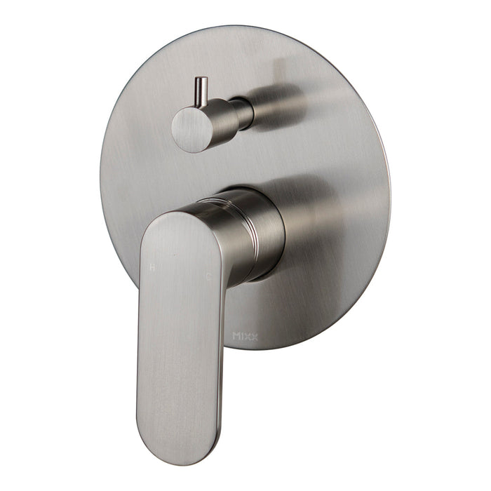 Mixx Saffron Shower Diverter Mixer - Brushed Nickel-Blue Leaf Bathware &amp; Tiles
