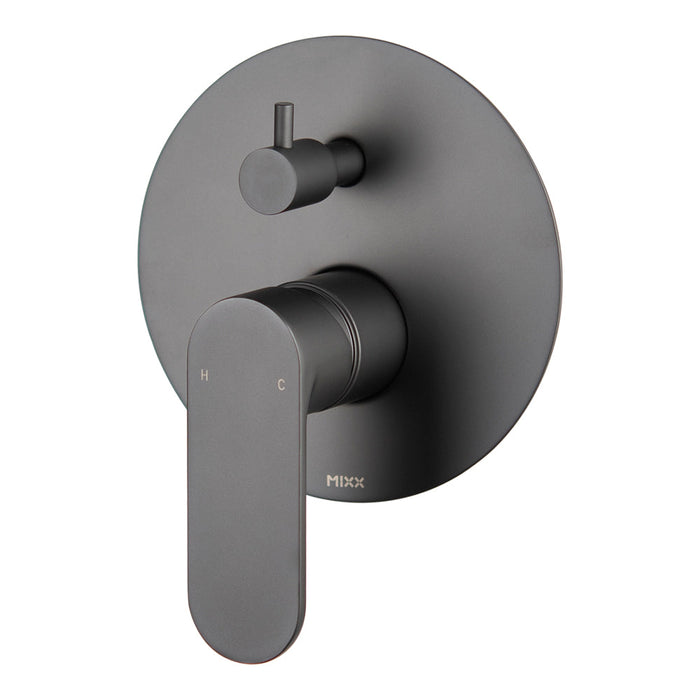 Mixx Saffron Shower Diverter Mixer - Gun Metal-Blue Leaf Bathware &amp; Tiles