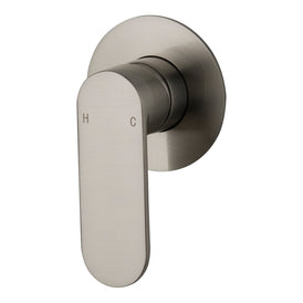 Mixx Saffron Shower Mixer (80mm Backplate) - Brushed Nickel-Blue Leaf Bathware &amp; Tiles