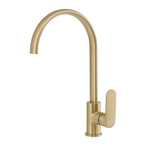 Mixx Saffron Sink Mixer - Brushed Gold-Blue Leaf Bathware &amp; Tiles