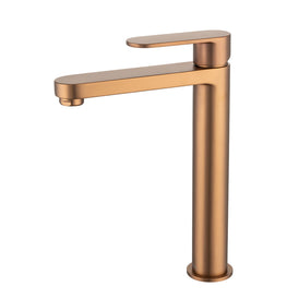 Mixx Saffron Tower Vessel Mixer - Brushed Bronze-Blue Leaf Bathware &amp; Tiles