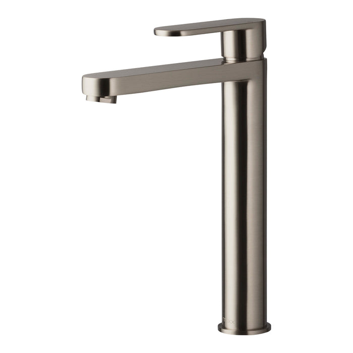 Mixx Saffron Tower Vessel Mixer - Brushed Nickel-Blue Leaf Bathware &amp; Tiles