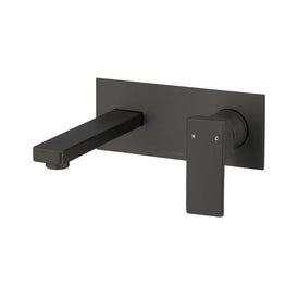 Mixx Sage Wall Plate Mixer - Matt Black-Blue Leaf Bathware &amp; Tiles