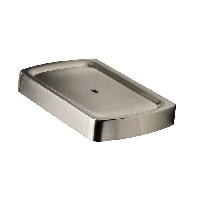 Mixx Sandalwood Soap Dish - Brushed Nickel-Blue Leaf Bathware &amp; Tiles