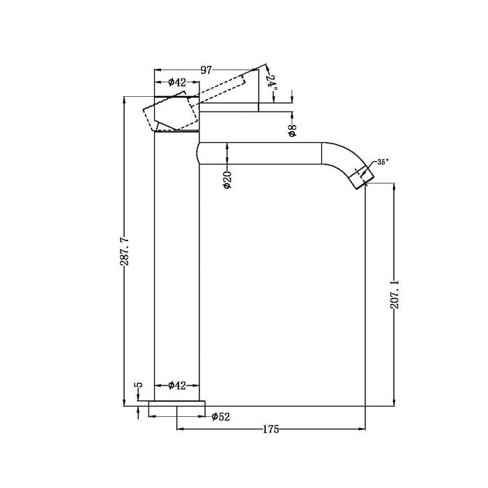 Nero Zen 316L Tall Basin Mixer Handless - Brushed Nickel-NR162201cBN-blue-leaf-bathware