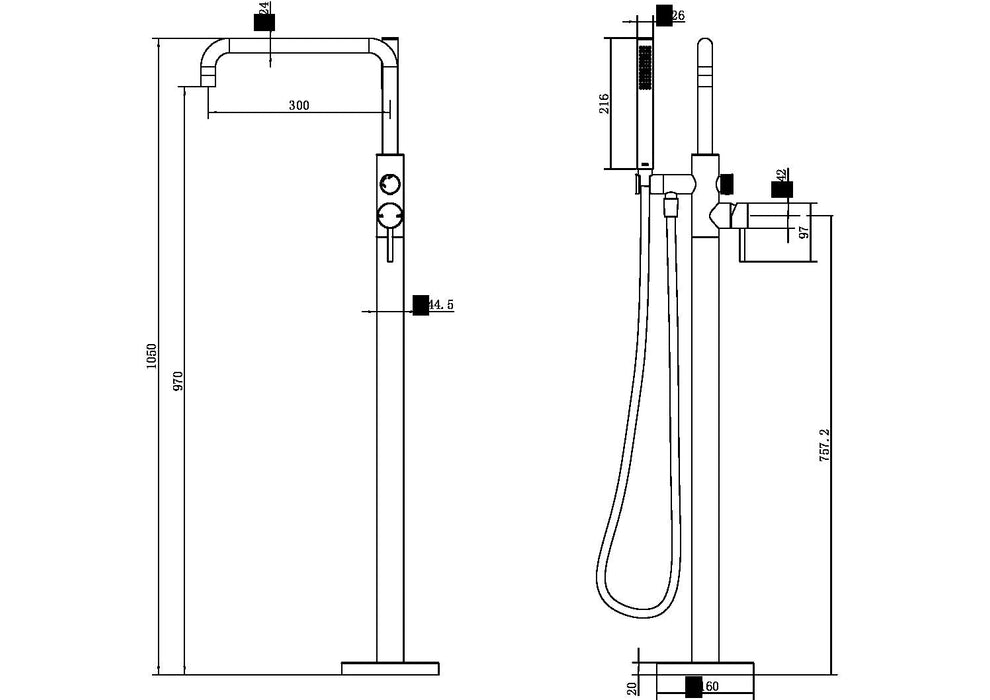 Nero Zen 316L Freestanding Bath Mixer With Outdoor Shower Hose - Brushed Bronze-NR162203a01BZ-blue-leaf-bathware