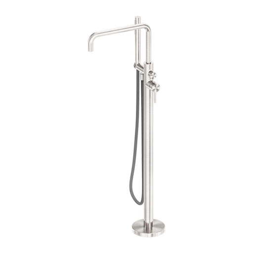 Nero Zen 316L Freestanding Bath Mixer With Outdoor Shower Hose - Brushed Nickel-NR162203a01BN-blue-leaf-bathware