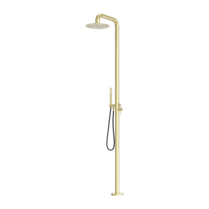 Nero Zen 316L Outdoor Freestanding Shower Column - Brushed Gold-NR162205aBG-blue-leaf-bathware