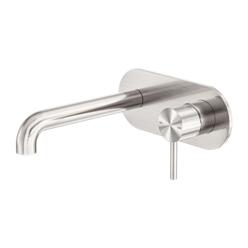 Nero Zen 316L Wall Basin/Bath Mixer - Brushed Nickel-blue-leaf-bathware