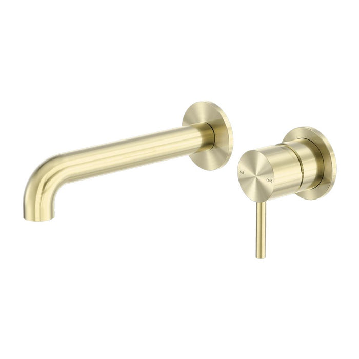 Nero Zen 316L Wall Basin/Bath Mixer Separate Back Plate - Brushed Gold-blue-leaf-bathware