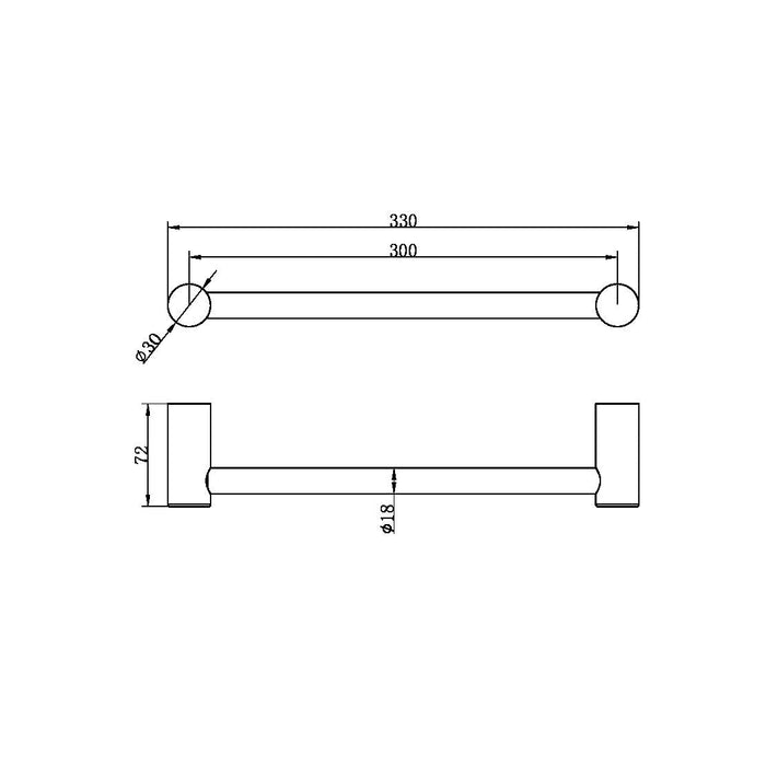 Nero Zen 316L Hand Towel Rail - Brushed Nickel-NR1680aBN-blue-leaf-bathware