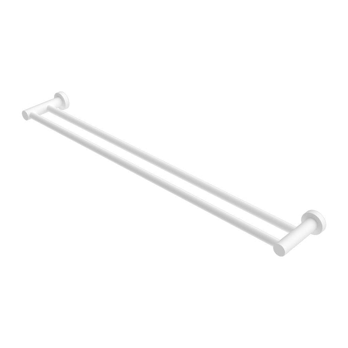 Nero Mecca Double Towel Rail - Matte White-blue-leaf-bathware