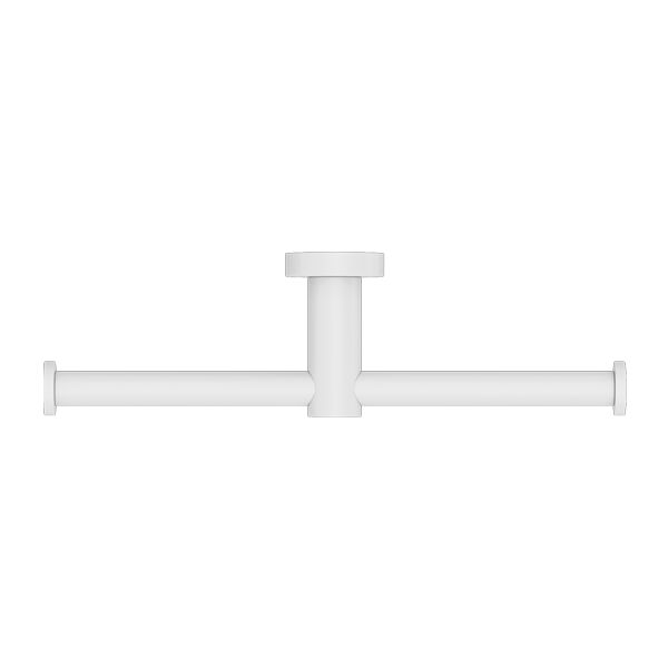 Nero Mecca Double Toilet Roll Holder - Matte White-NR1986DMW-blue-leaf-bathware