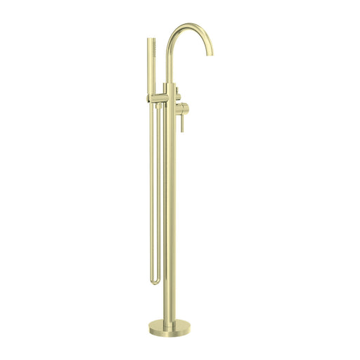 Nero Mecca Round Freestanding Mixer With Hand Shower - Brushed Gold-NR210903aBG-blue-leaf-bathware