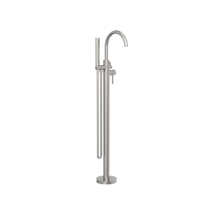 Nero Mecca Round Freestanding Mixer With Hand Shower - Brushed Nickel-NR210903aBN-blue-leaf-bathware