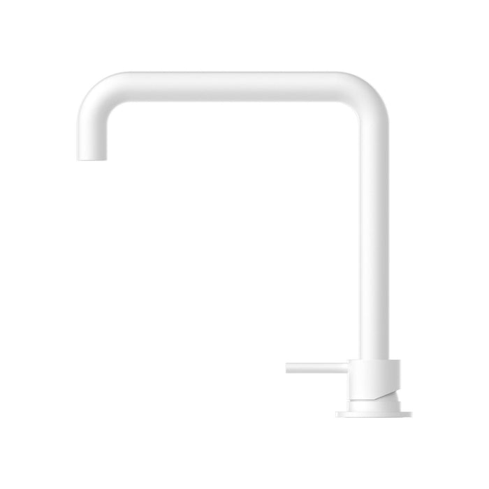 Nero Mecca Hob Basin Mixer Square Swivel Spout - Matte White-NR221901cMW-blue-leaf-bathware