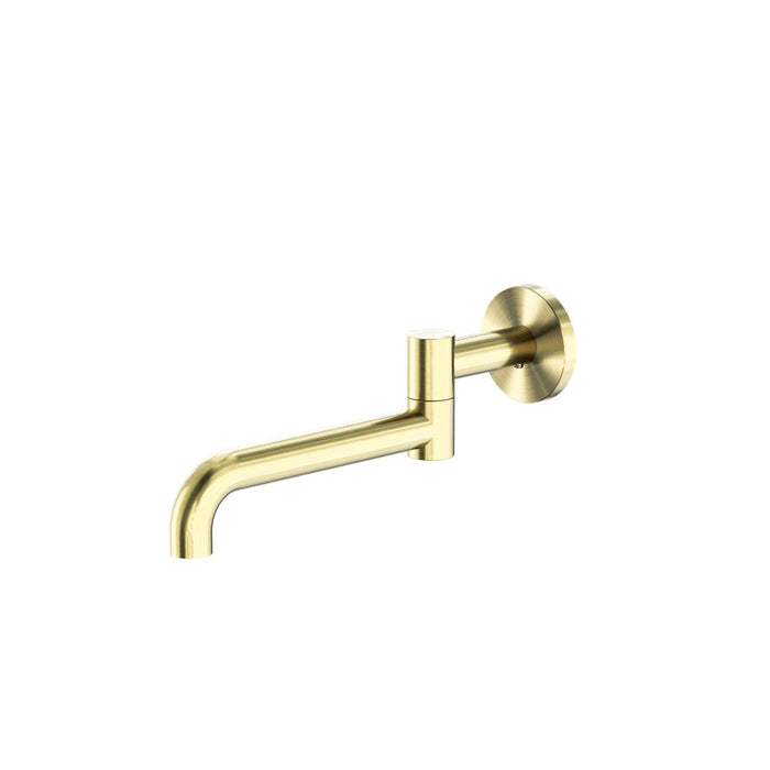 Nero Mecca Wall Mounted Swivel Basin/Bath Spout 225mm - Brushed Gold-NR221903gBG-blue-leaf-bathware