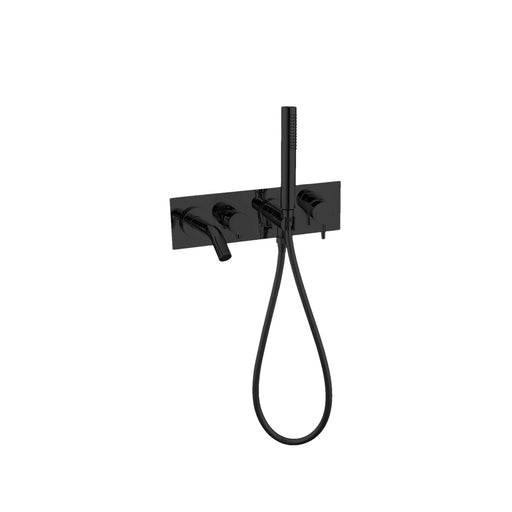 Nero Mecca Wall Mount Bath Mixer With Hand Shower - Matte Black-NR221903dMB-blue-leaf-bathware