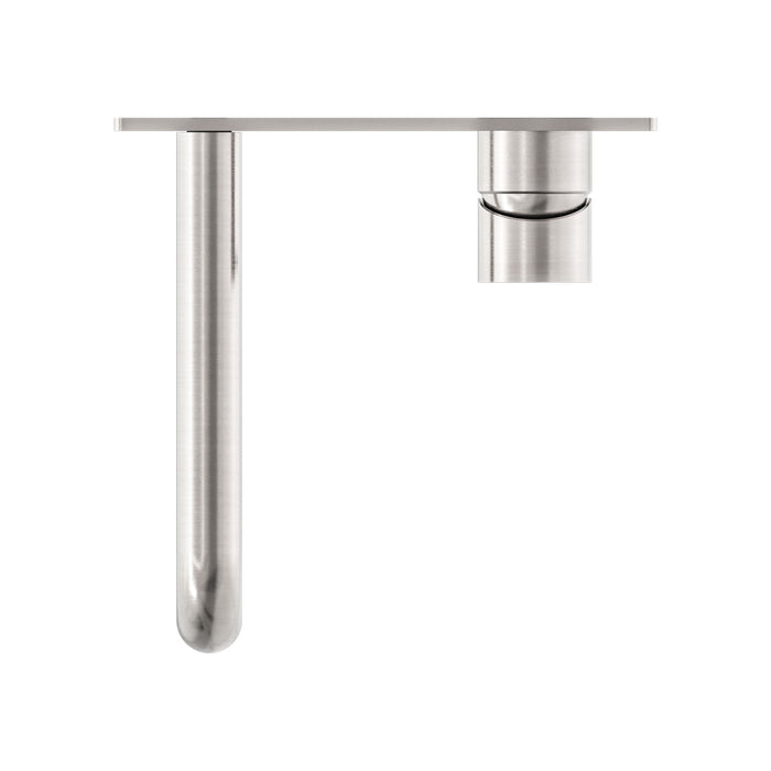 Nero Mecca Wall Basin/Bath Mixer - Brushed Nickel-blue-leaf-bathware