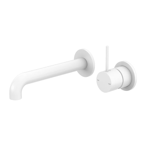 Nero Mecca Wall Basin/Bath Mixer Separate Back Plate Handle Up - Matte White-blue-leaf-bathware