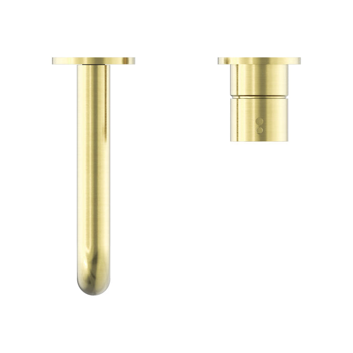 Nero Mecca Wall Basin/Bath Mixer Separate Back Plate Handle Up - Brushed Gold-blue-leaf-bathware