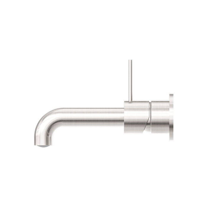 Nero Mecca Wall Basin/Bath Mixer Separate Back Plate Handle Up - Brushed Nickel-blue-leaf-bathware