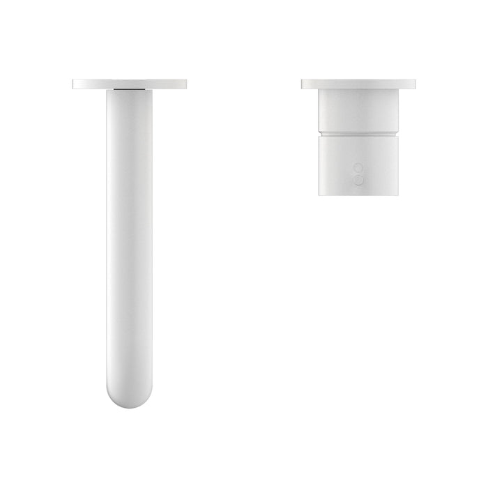 Nero Mecca Wall Basin/Bath Mixer Separate Back Plate Handle Up - Matte White-blue-leaf-bathware