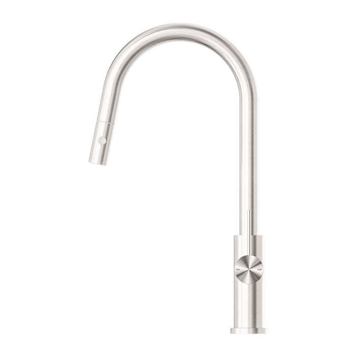 Nero Mecca Pull Out Sink Mixer With Vegie Spray Function - Brushed Nickel-NR221908BN-blue-leaf-bathware