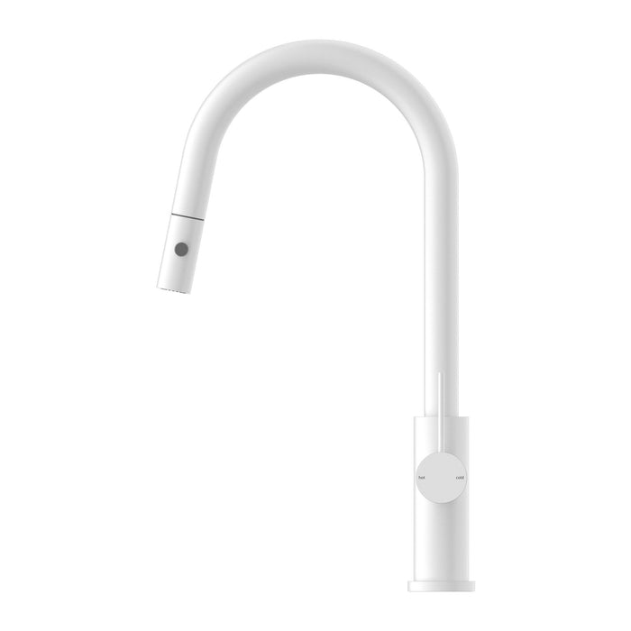 Nero Mecca Pull Out Sink Mixer With Vegie Spray Function - Matte White-NR221908MW-blue-leaf-bathware