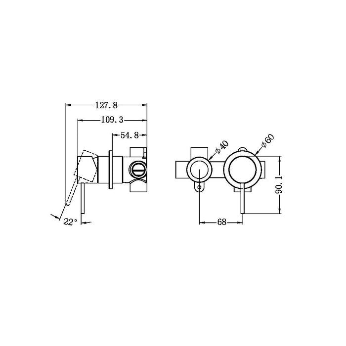 Nero Mecca Shower Mixer With Horizontal 2 Way Diverter - Matte Black-NR221911uMB-blue-leaf-bathware