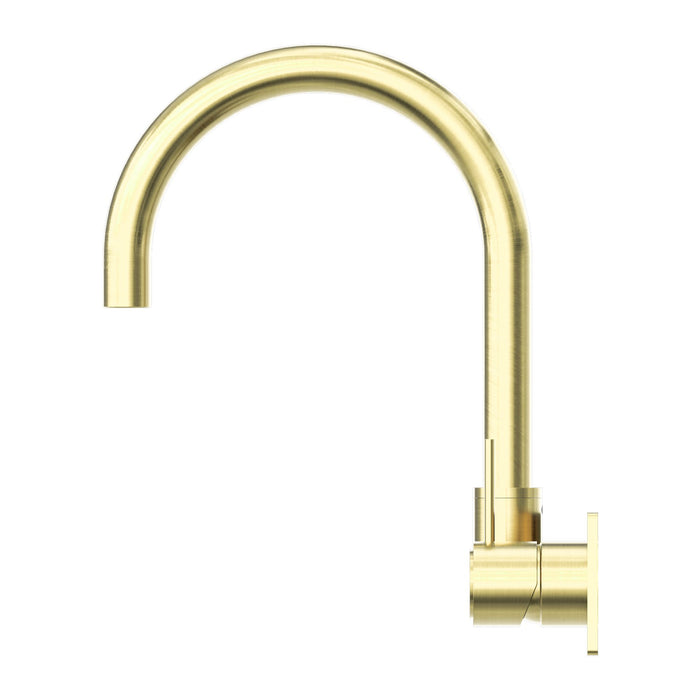 Nero Mecca Wall Basin/Bath Mixer Swivel Spout Handle Up - Brushed Gold-NR221910pBG-blue-leaf-bathware