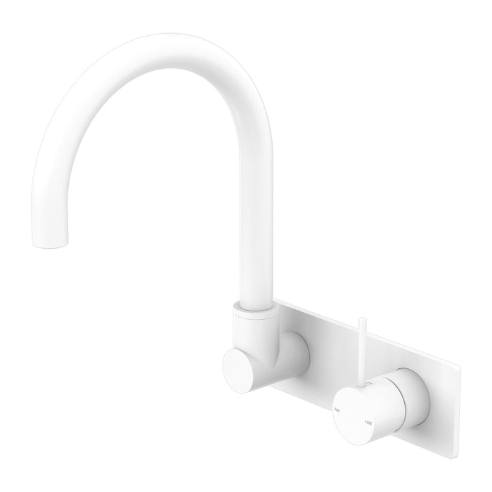 Nero Mecca Wall Basin/Bath Mixer Swivel Spout Handle Up - Matte White-NR221910pMW-blue-leaf-bathware