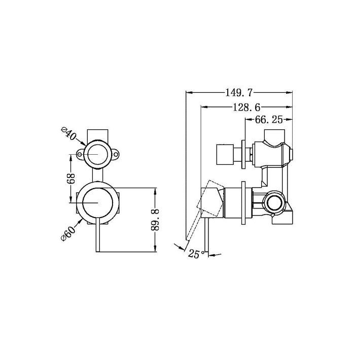 Nero Mecca Shower Mixer With Diverter Separate Back Plate - Chrome-NR221911sCH-blue-leaf-bathware