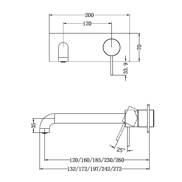 Nero Mecca Wall Basin/Bath Mixer (Trim Kit Only) - Gun Metal-blue-leaf-bathware