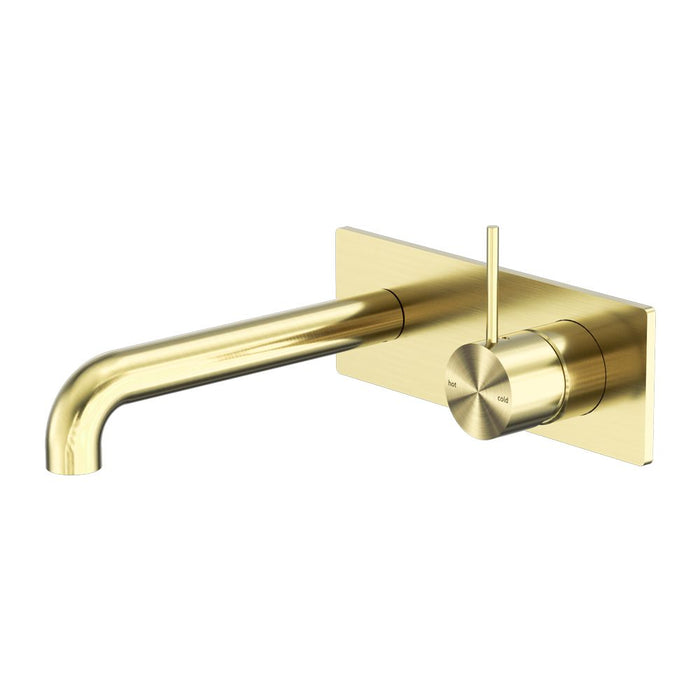 Nero Mecca Wall Basin/Bath Mixer Handle Up - Brushed Gold-blue-leaf-bathware