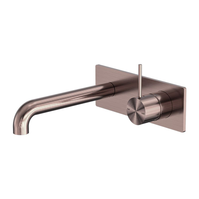 Nero Mecca Wall Basin/Bath Mixer Handle Up - Brushed Bronze-blue-leaf-bathware