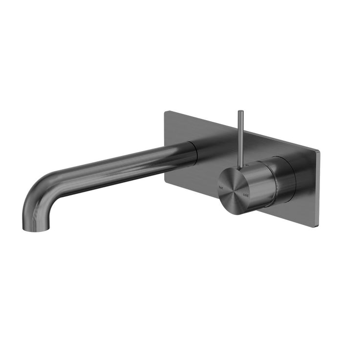 Nero Mecca Wall Basin/Bath Mixer Handle Up - Gun Metal-blue-leaf-bathware