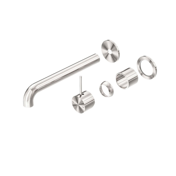 Nero Mecca Wall Basin/Bath Mixer Separate Back Plate Handle Up (Trim Kit Only) - Brushed Nickel-blue-leaf-bathware