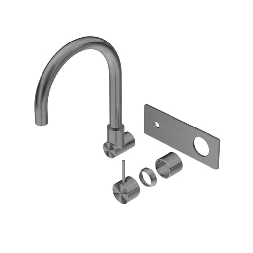 Nero Mecca Wall Basin/Bath Mixer Swivel Spout Handle Up (Trim Kit Only) - Gun Metal-NR221910pTGM-blue-leaf-bathware