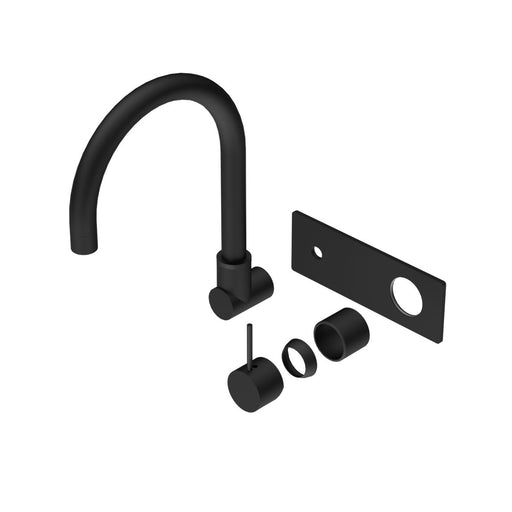 Nero Mecca Wall Basin/Bath Mixer Swivel Spout Handle Up (Trim Kit Only) - Matte Black-NR221910pTMB-blue-leaf-bathware