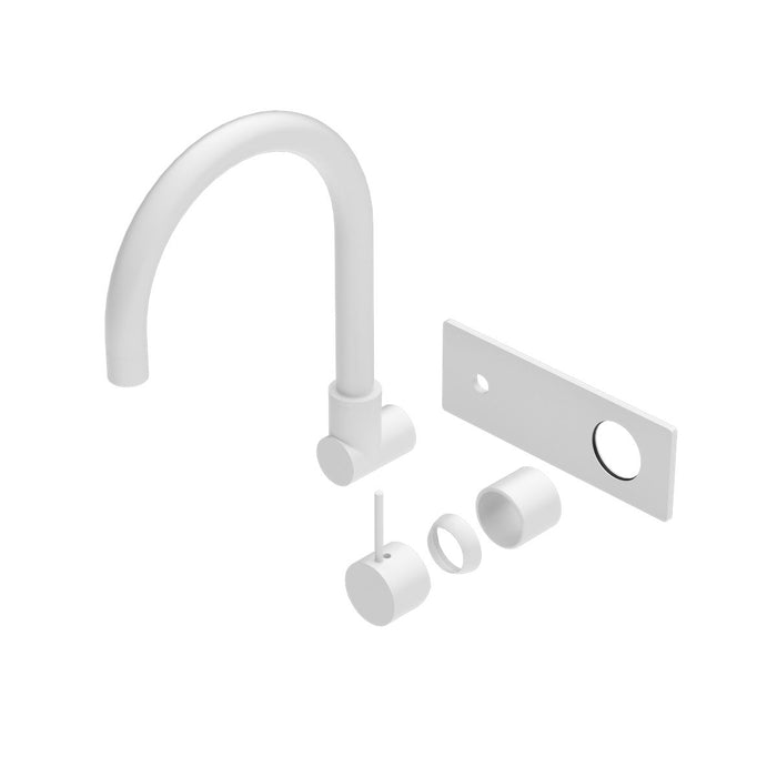 Nero Mecca Wall Basin/Bath Mixer Swivel Spout Handle Up (Trim Kit Only) - Matte White-NR221910pTMW-blue-leaf-bathware