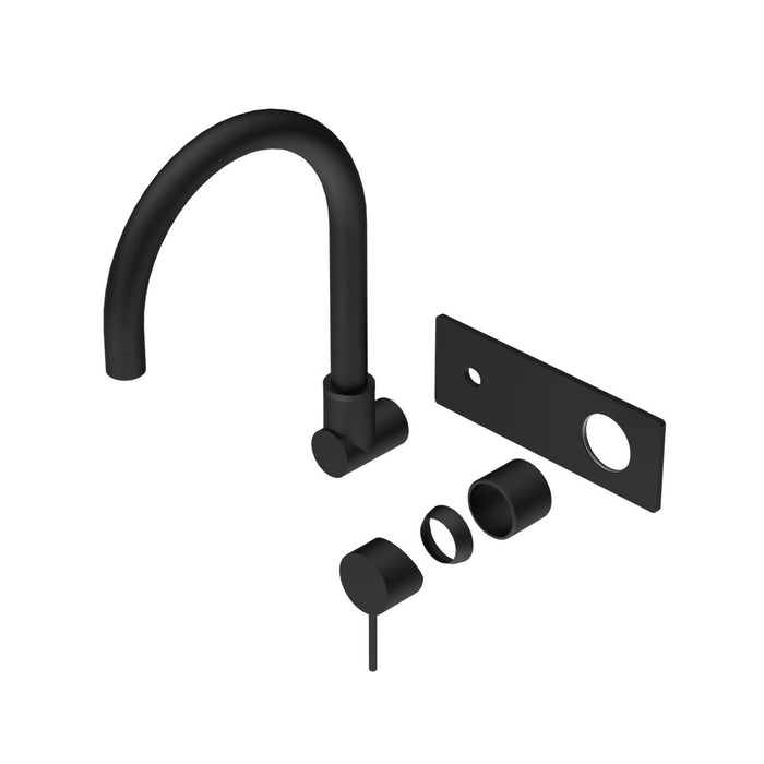 Nero Mecca Wall Basin/Bath Mixer Swivel Spout (Trim Kit Only) - Matte Black-NR221910qTMB-blue-leaf-bathware